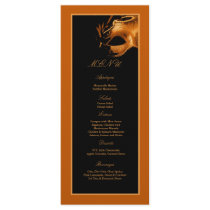 25 Menu Cards Sweet 16 Orange Black Party