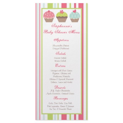 25 Menu Cards Tea Party Pink Pastel Cupcake by AnnLeeDesigns