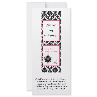 25 Mint Matchbooks Hot Pink Black Damask by AnnLeeDesigns