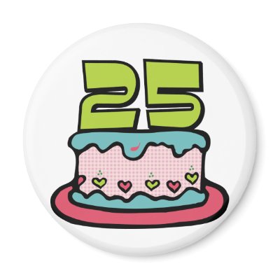 25 Year Old Birthday Cake Fridge Magnets by Birthday_Bash