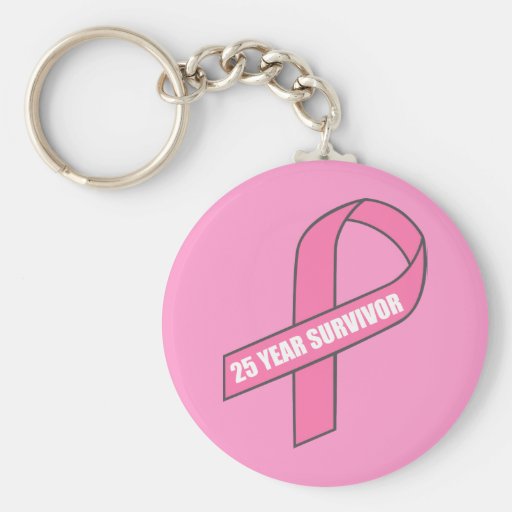 25 Year Survivor (Breast Cancer Pink Ribbon) Key Chains