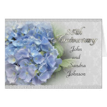 25th anniversary party invitation hydrangeas blue greeting card