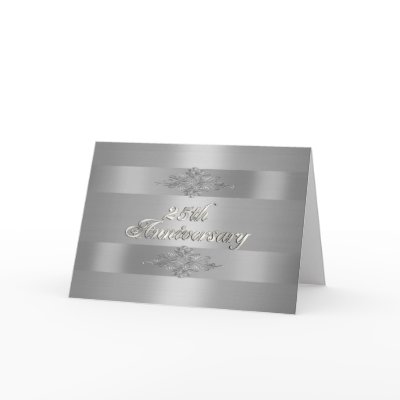 25th anniversary party invitation silver satin greeting card by Irisangel