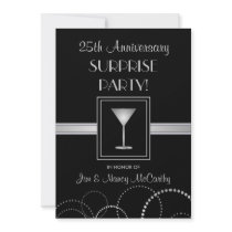 25th Anniversary Surprise Party Custom Invitations
