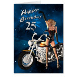 25th Birthday card with a motorbike