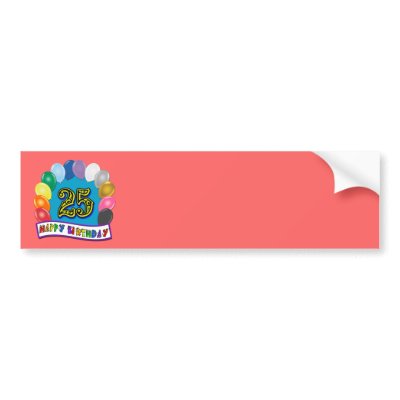 25th Birthday Gifts with Assorted Balloons Design Bumper Sticker by BirthdayZone