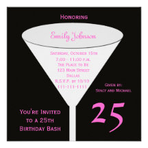 25th Birthday Party Invitation -- 25th Toast