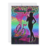 25th Birthday Party Invitation, Neon With Female S