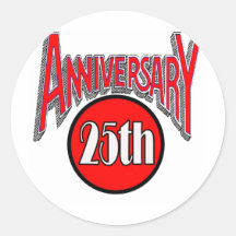 25th Wedding Anniversary Gifts Round Sticker