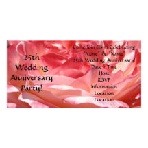 25th Wedding Anniversary Party Invitations Rose Photo Card Template