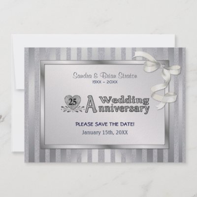 25th Wedding Anniversary Silver Personalized Invitations by 