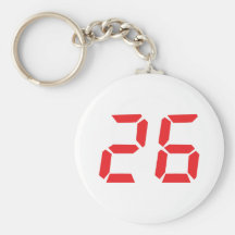 26 twenty-six red alarm clock digital number keychain