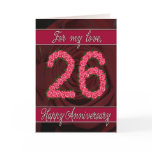 26th anniversary card with roses and leaves