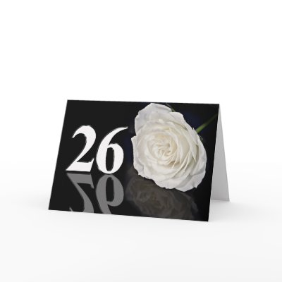 26th Birthday Card with a classic white rose by Eggznbeenz
