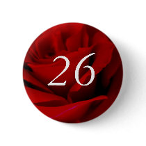 26th Birthday Red Rose Party Favour Pin Button