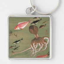 27. 諸魚図, 若冲 Various Fishes, Jakuchū, Japan Art Key Chains