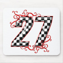 27 checkers flag number mouse pad