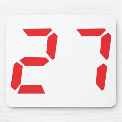 27 twenty-seven red alarm clock digital number mouse mat by Tomaniac