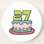 27 Year Old Birthday Cake Beverage Coasters