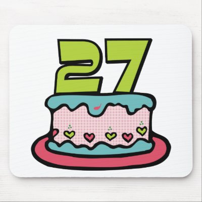 27 Year Old Birthday Cake Mouse Pad by Birthday_Bash
