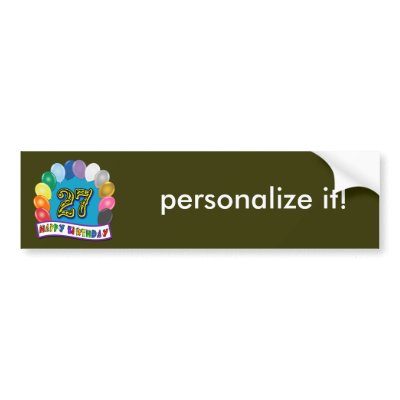 27th Birthday Gifts with Assorted Balloons Design Bumper Sticker by BirthdayZone