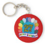 27th Birthday Gifts with Assorted Balloons Design Keychain