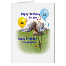 28th Birthday Card with Sandhill Crane Bird