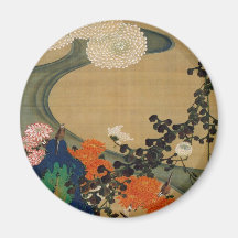 29. 菊花流水図, 若冲 Chrysanthemum & Stream, Jakuchū Fridge Magnets