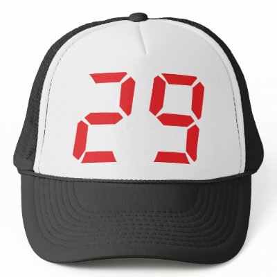 29 twenty-nine red alarm clock digital number hats by Tomaniac