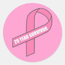 29 Year Survivor (Breast Cancer Pink Ribbon) Round Sticker