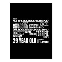 29th Birthday Party Greatest Twenty Nine Year Old Postcards