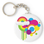 2 1/4" Retro Rainbow Key Chain (White)