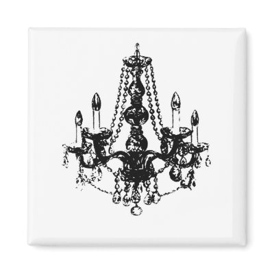 $2.85 Elegant Chandelier Black White Retro Fridge Magnet by galleriaofart