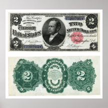 $2 Banknote Silver Certificate Series 1891 Print
