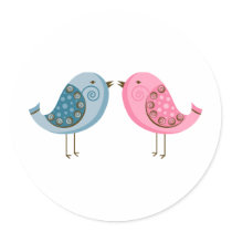 2 Birds Round Stickers