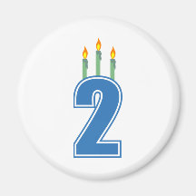 2 Birthday Candles (Blue / Green) Refrigerator Magnet