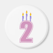 2 Birthday Candles (Pink / Purple) Magnet