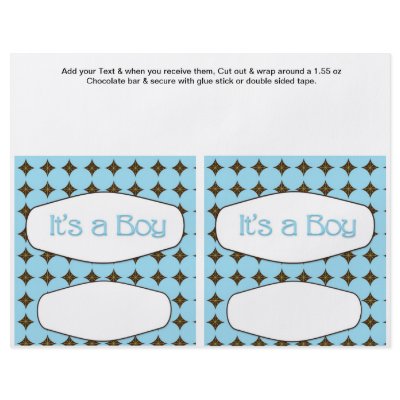 2 Blue Baby Shower Favour Custom Candy Bar Wrapper by partypizazz