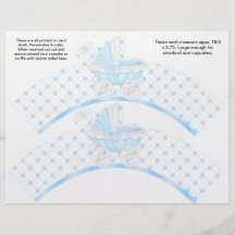 2 Blue Carriage Baby Personalised Cupcake Wrappers Personalized Flyer