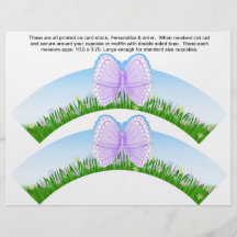 2 Butterfly Birthday Personalise Cupcake Wrappers Full Color Flyer
