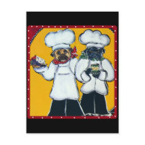 2 Chef Pugs Postcard