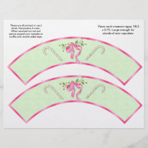 2 Christmas Candy Canes Custom Cupcake Wrappers Flyers