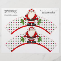 2 Christmas Santa Personalised Cupcake Wrappers Full Color Flyer