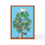 2 crimson rosellas, and a cockatoo up a gumtree cards