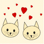 2 Cute Amber - Ginger Cats with Red Hearts. Custom photo sculptures
