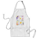 2 daisy flowers watercolor whimsical art painting aprons