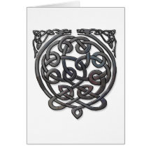 2 Dragons black chrome Greeting Card
