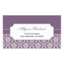 #2 Elegant Vintage Dusty Purple White Damask Business Cards