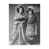 2 Geisha Girls Vintage Japanese Photo Postcards