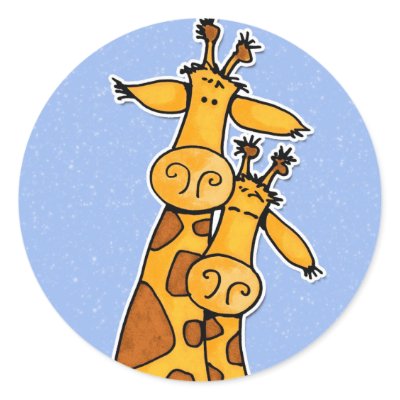 2 giraffes round sticker by cfkaatje